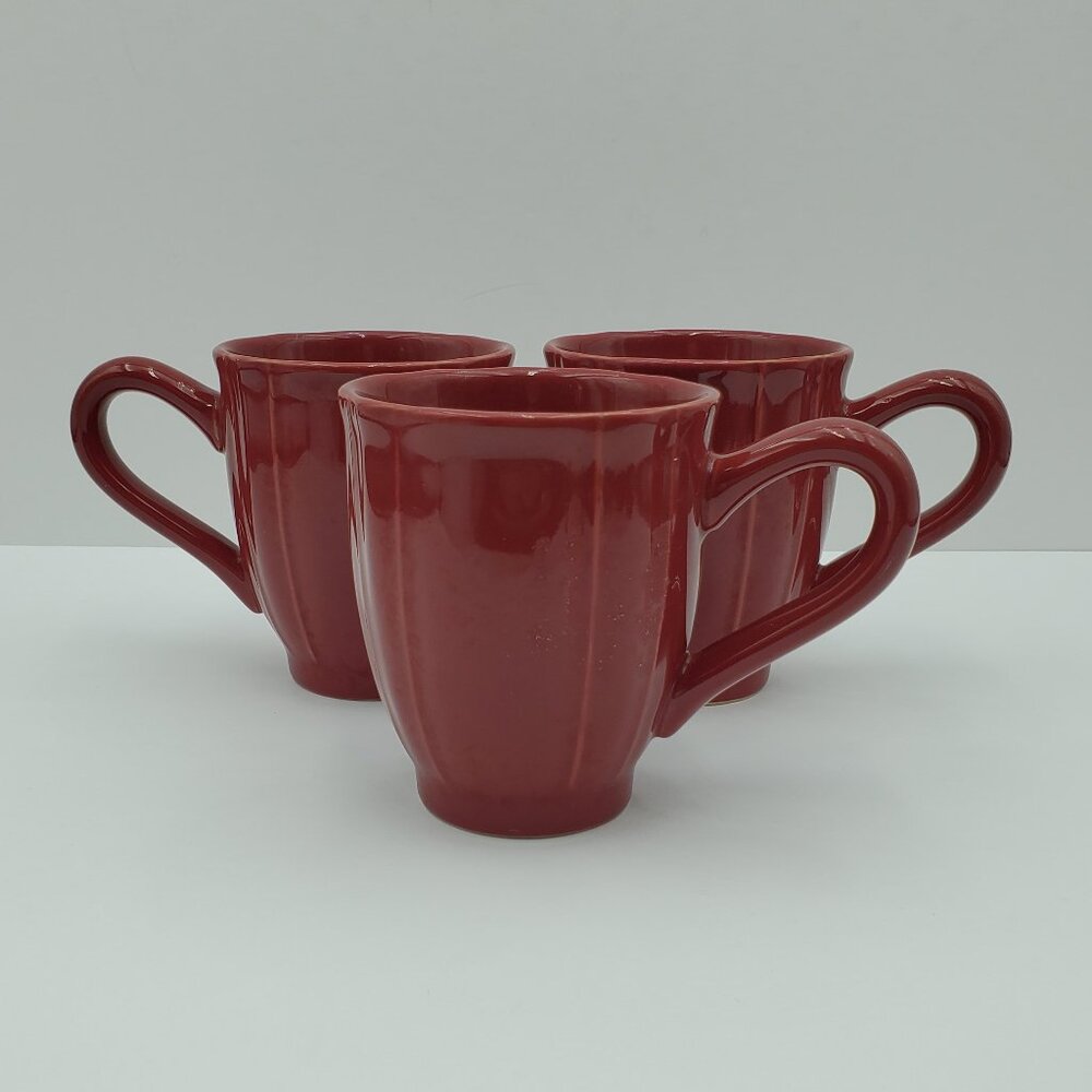 JCP Home Ashley Red Mugs JC Penney JCPenney Paneled Red Mugs
